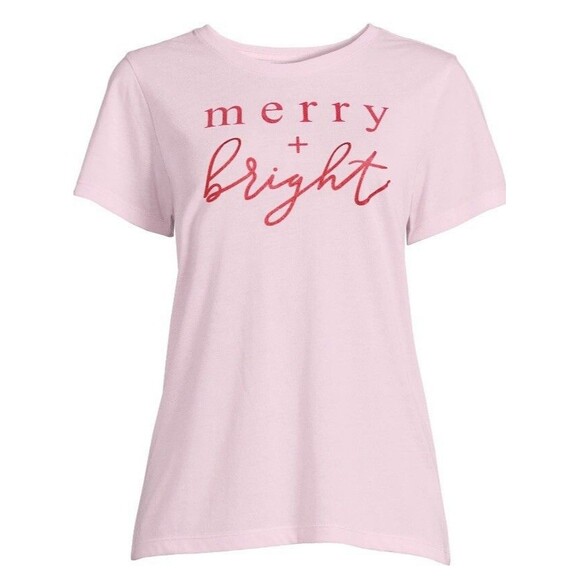 Holiday Time Women's MERRY & BRIGHT Christmas TEE Size 2X(20) - Picture 5 of 5
